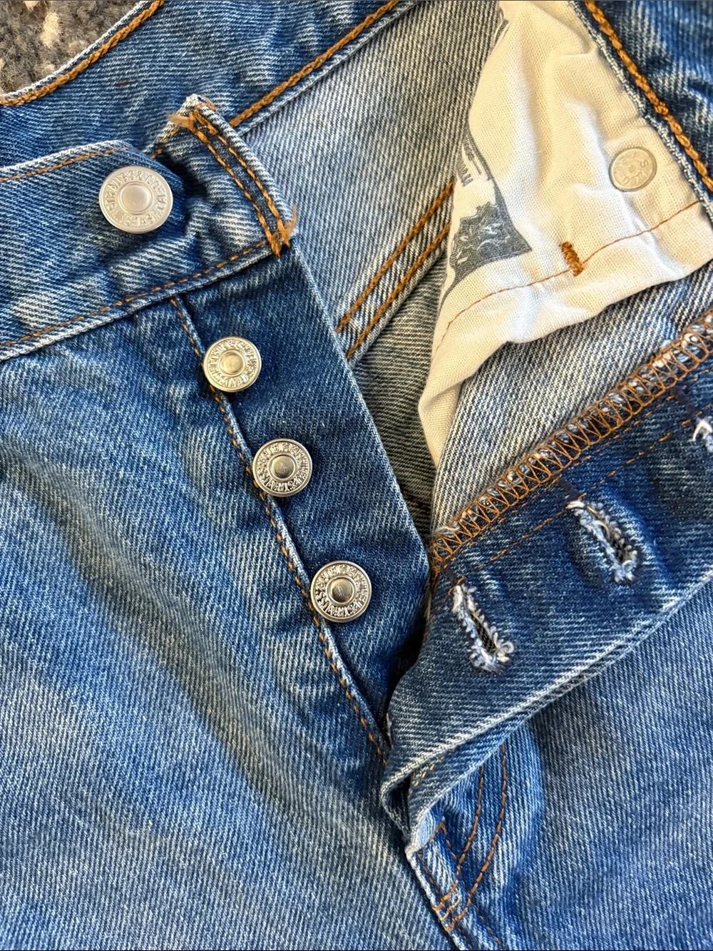 Levi's Women's 501 buttonfly Blue Denim Cutoff Shorts